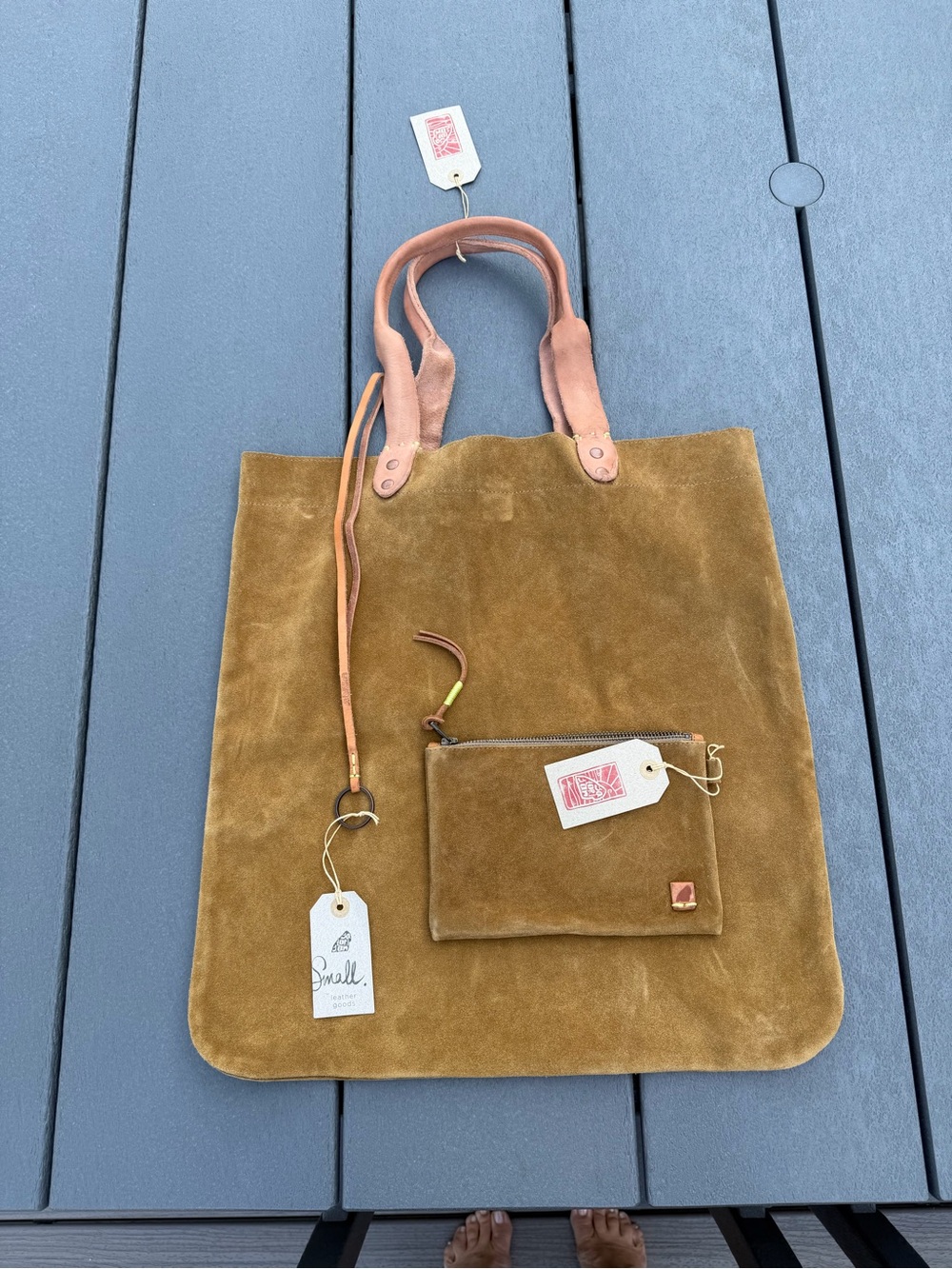 Satorisan Suede Tote Bag with Pouch & Key Ring - Picture 10 of 10